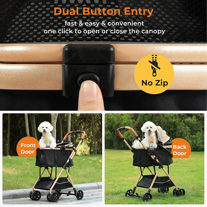 VIAGDO Pet Stroller Premium 3in1 For Medium Small Dogs Cats